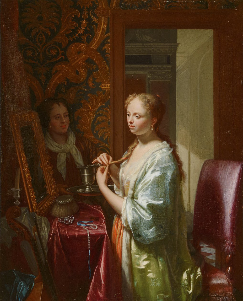 Pani w swojej toalecie, ok. 1720 autorstwa Philip van Dijk