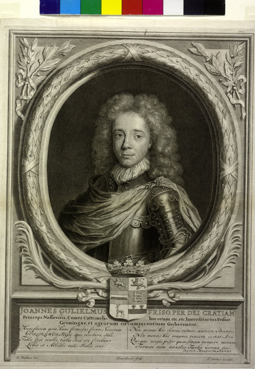 Hrabia Nassau-Diez Johann Wilhelm Friso (druk) autorstwa Philip van Gunst