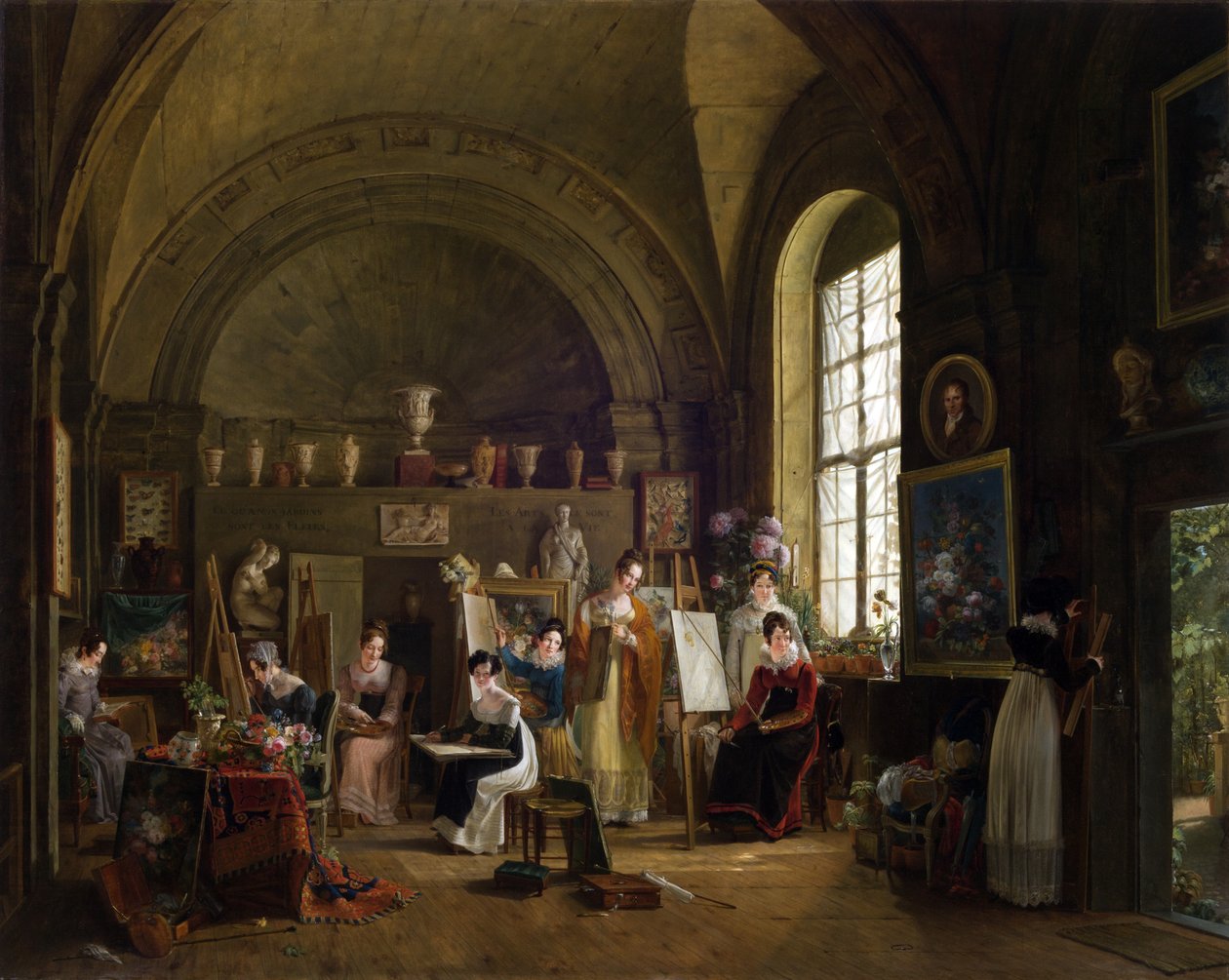 Wnętrze pracowni Van Daela i jego uczniów na Sorbonie, 1816 autorstwa Philipe Jacques van Bree