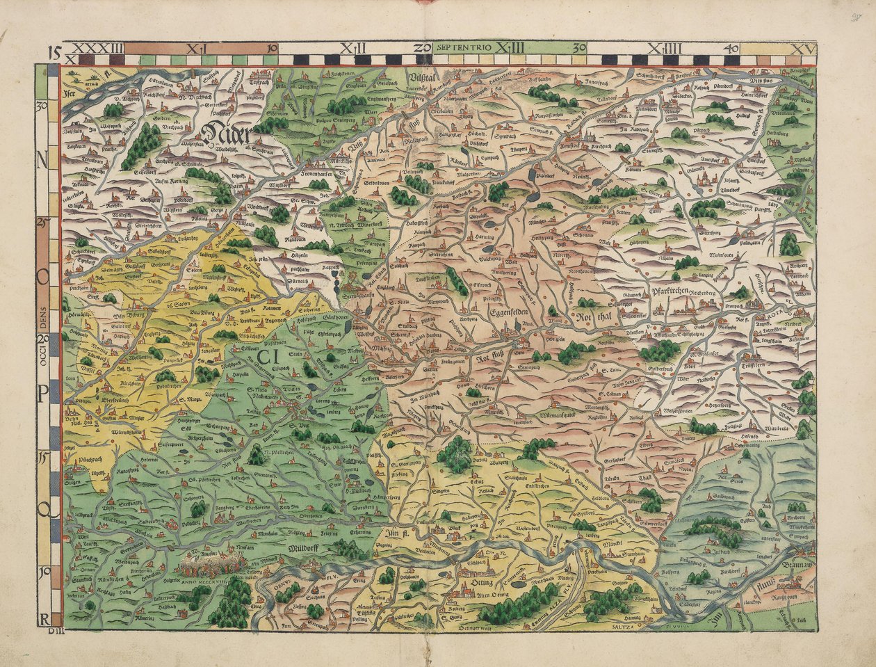 Bawarskie stoły wiejskie z 1568 r. (panel 15) autorstwa Philipp Apian