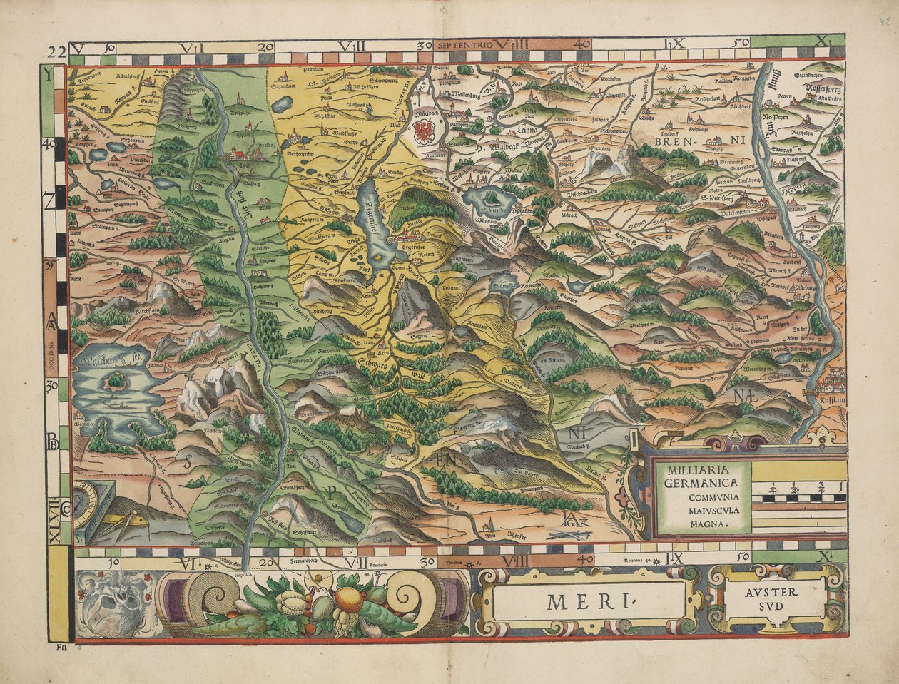 Bairische Landtafeln z 1568 r. (tablica 22) autorstwa Philipp Apian
