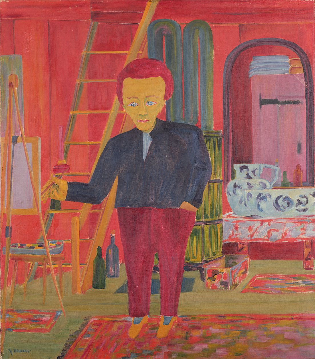 Malarz Ernst Ludwig Kirchner pozuje do portretu w Davos autorstwa Philipp Bauknecht