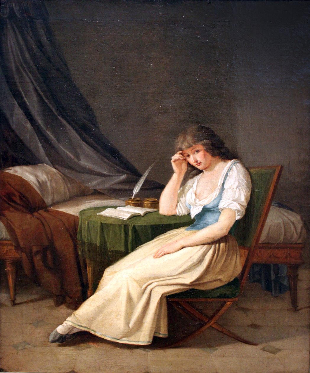 Młoda dziewczyna w żakiet, siedząca zamyślona przy stole autorstwa Philipp Friedrich von Hetsch