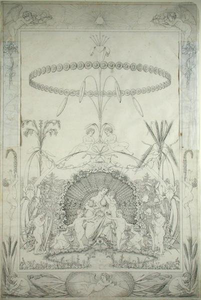 Dzień (szkielet miedzi i wersja alternatywna), 1803 (długopis i czarny tusz na śladzie ołowiu) autorstwa Philipp Otto Runge