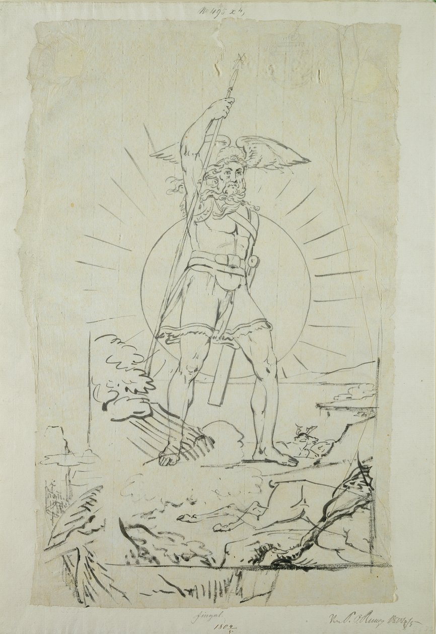 Fingal, 1804-5 (pióro, tusz i ołówek na papierze) autorstwa Philipp Otto Runge