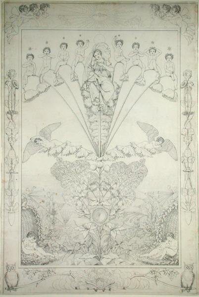 Noc (przeciąg miedzi), 1803 (długopis i czarny tusz na papierze) autorstwa Philipp Otto Runge