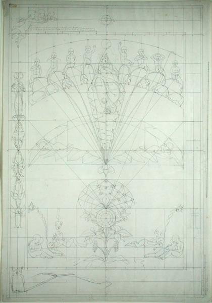 Noc (studium przygotowawcze), 1803 (pióro i czarny tusz na ołówku na papierze) autorstwa Philipp Otto Runge