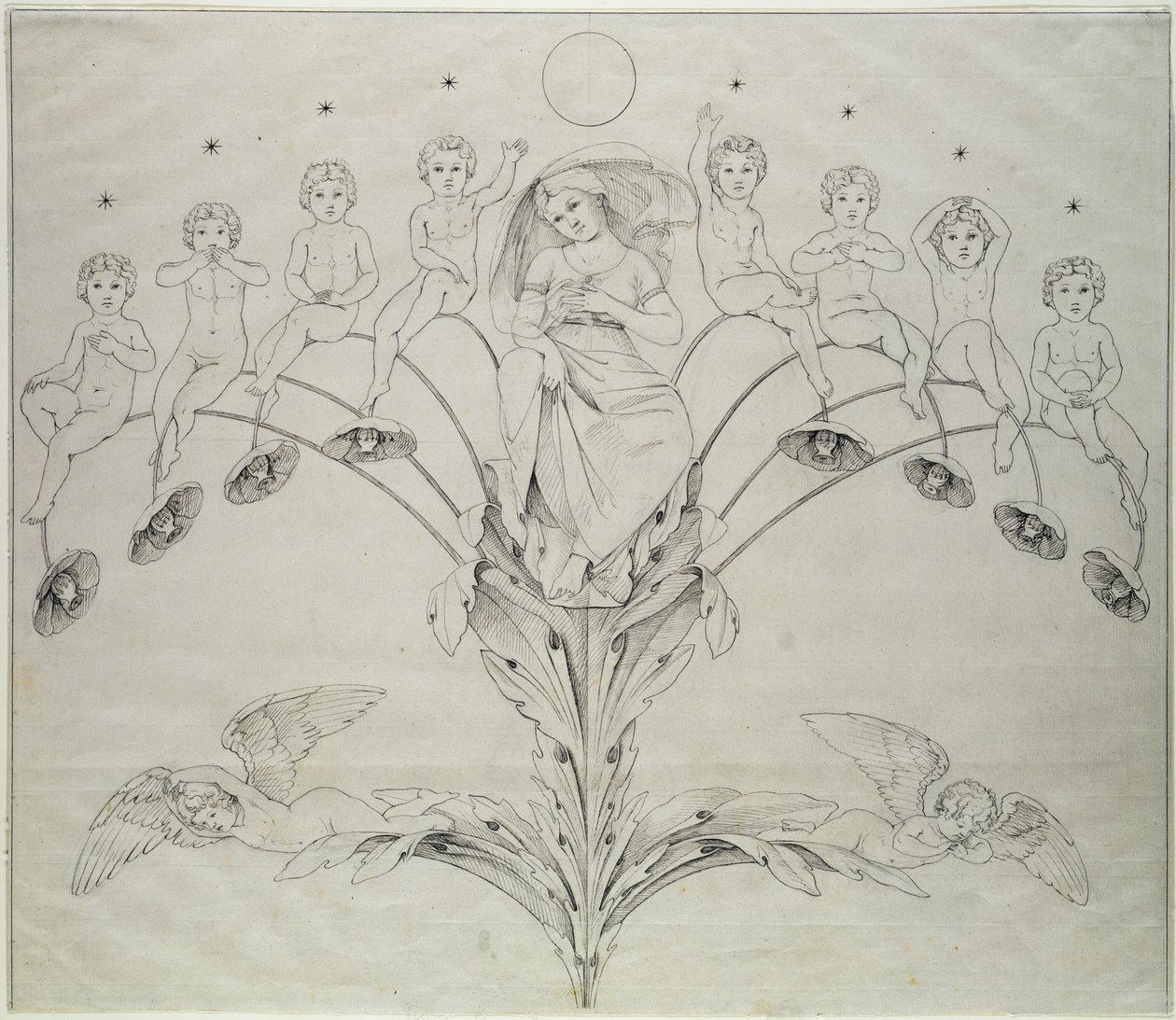 Noc, 1803 (tusz na papierze) autorstwa Philipp Otto Runge