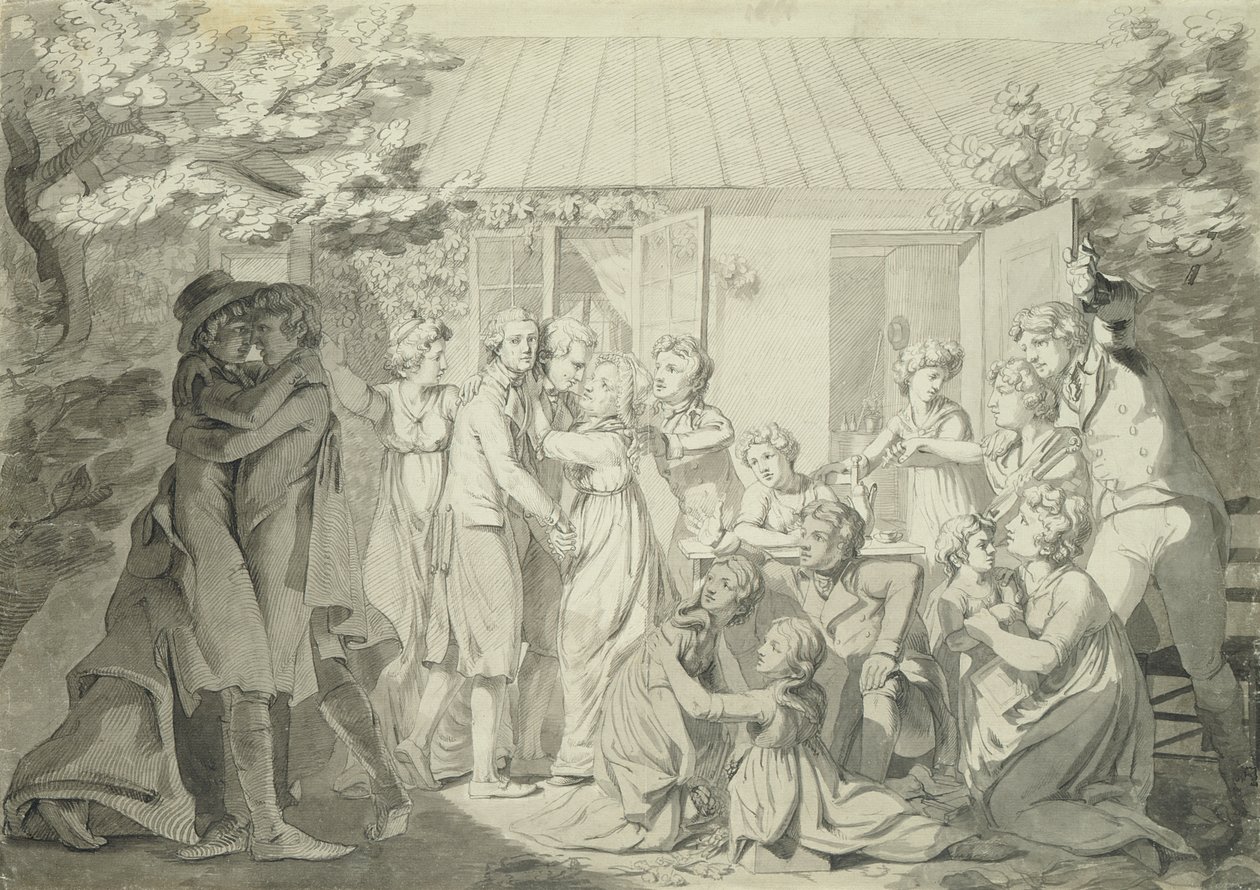 Powrót syna do domu, 180001 (pióro i atrament na papierze) autorstwa Philipp Otto Runge