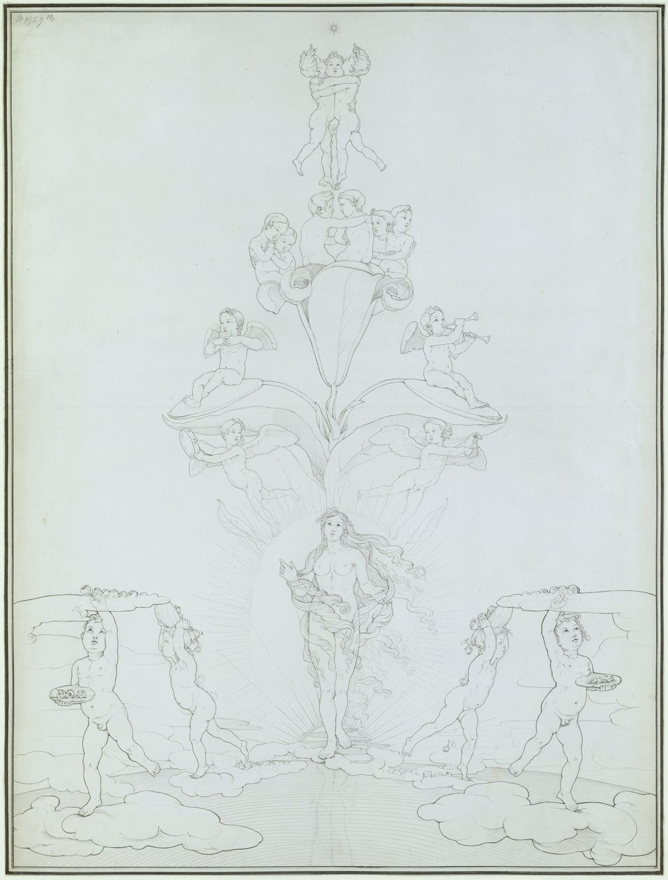 Poranek, 1803 (atrament na papierze) autorstwa Philipp Otto Runge