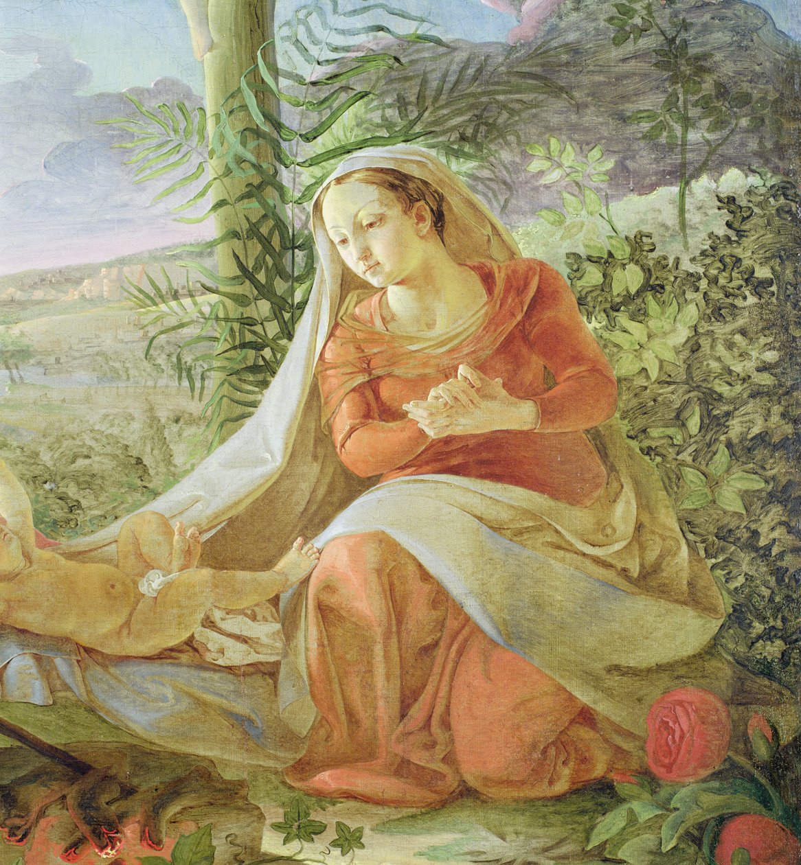 Dziewica z „Odpoczynku w ucieczce do Egiptu”, 1805-06 (detal z 141645) autorstwa Philipp Otto Runge