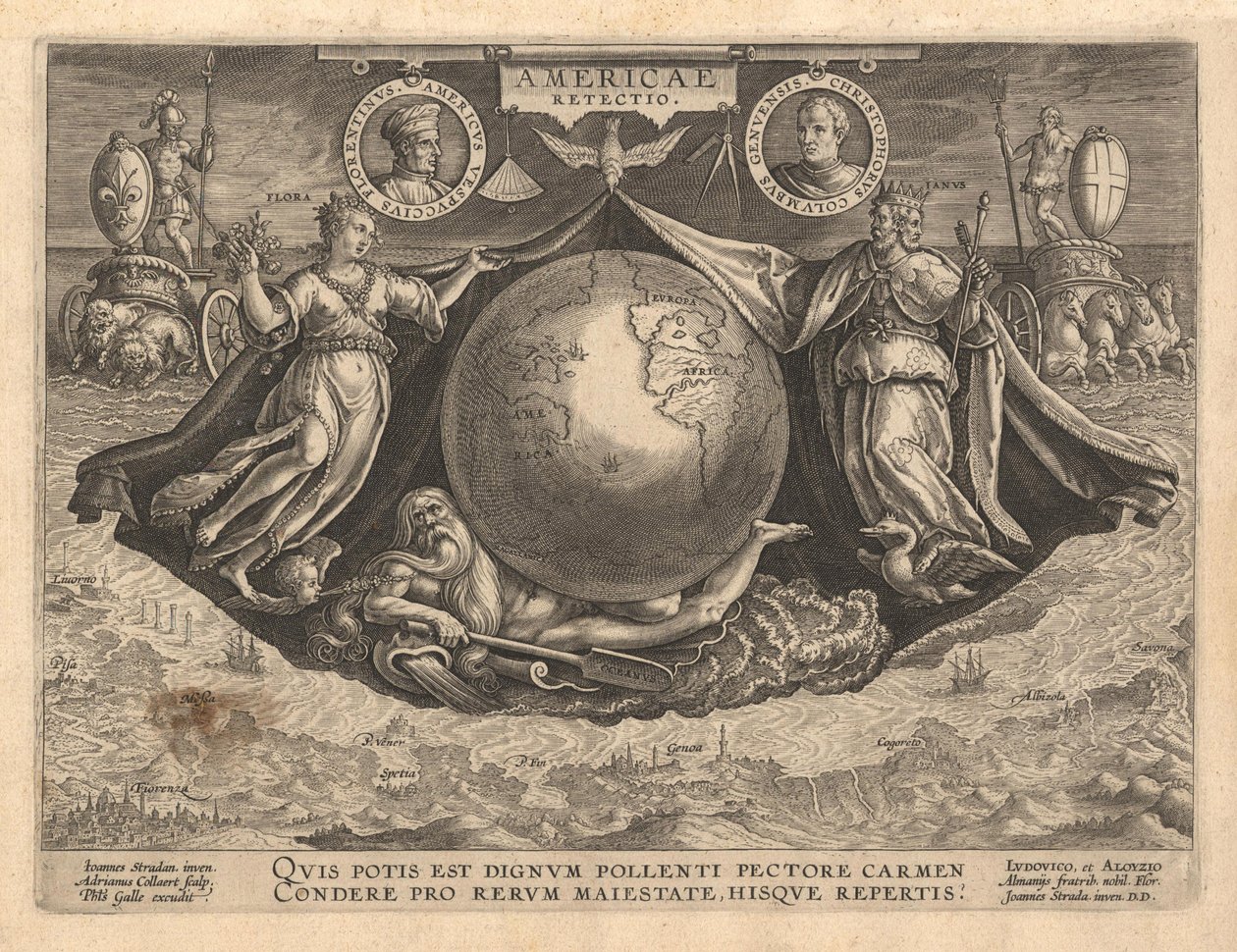 Ameryka Revetio Cover, 1591 autorstwa Philipp Galle