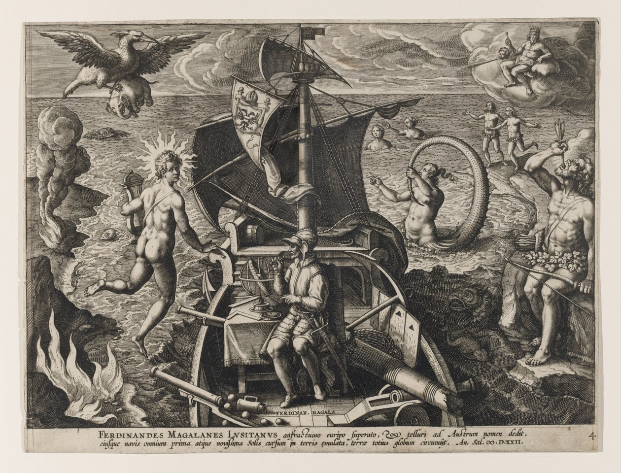 Ferdinando Magallanes Lusitanus z Ameryki Retetio, 1591 autorstwa Philipp Galle