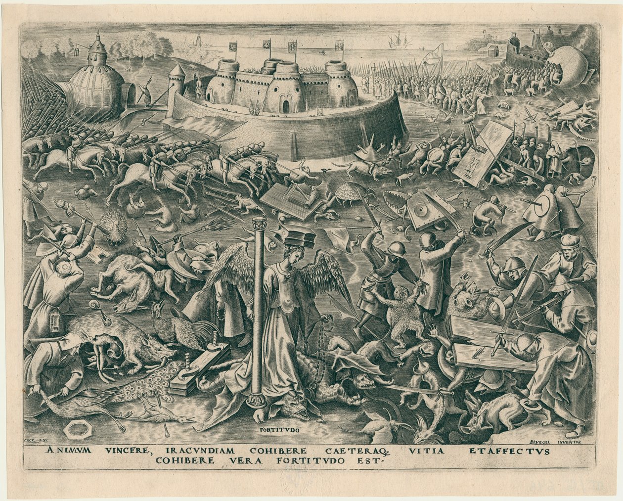 Fortitudo Fortitude z Siedmiu cnót, 1559. autorstwa Philipp Galle