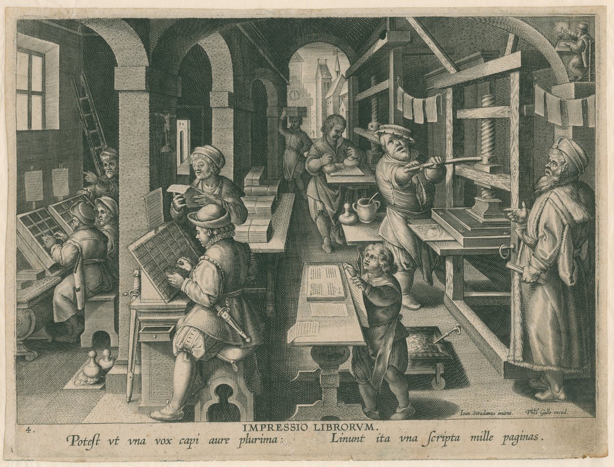 Drukarnia, 1570-1580. autorstwa Philipp Galle