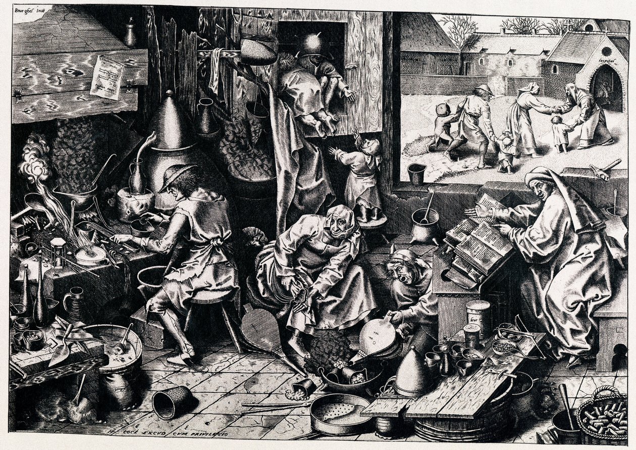 Alchemik, 1558 autorstwa Philipp Galle
