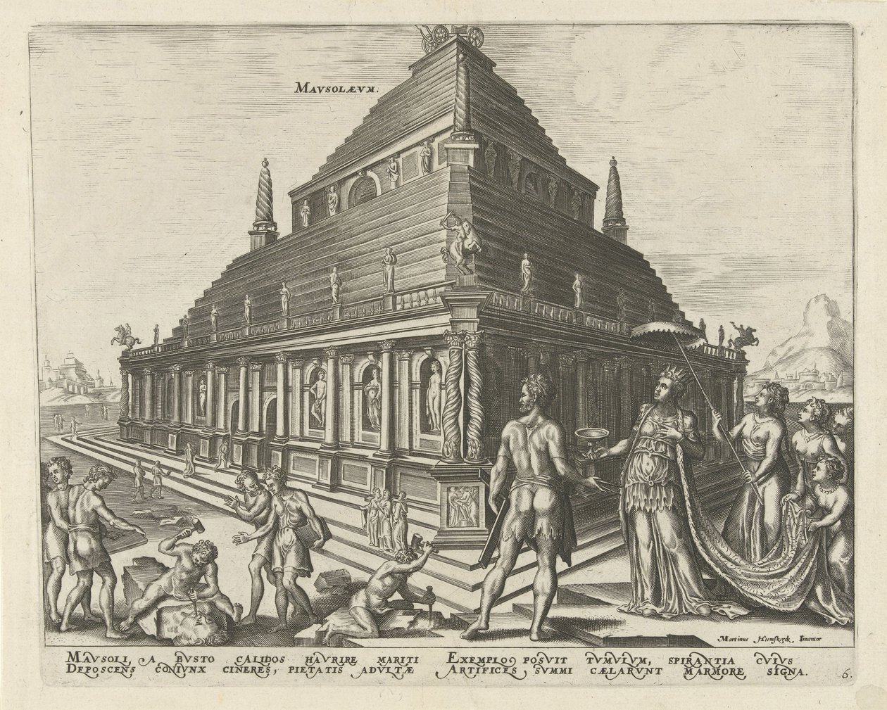 Mauzoleum w Halikarnasie z serii Ósme cuda świata, 1572 autorstwa Philipp Galle