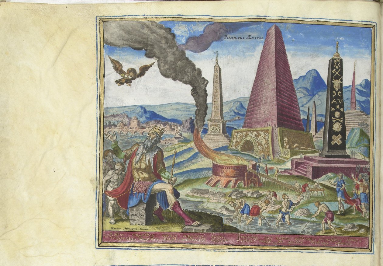 Piramidy Egiptu z serii Ósme cuda świata, 1572 autorstwa Philipp Galle