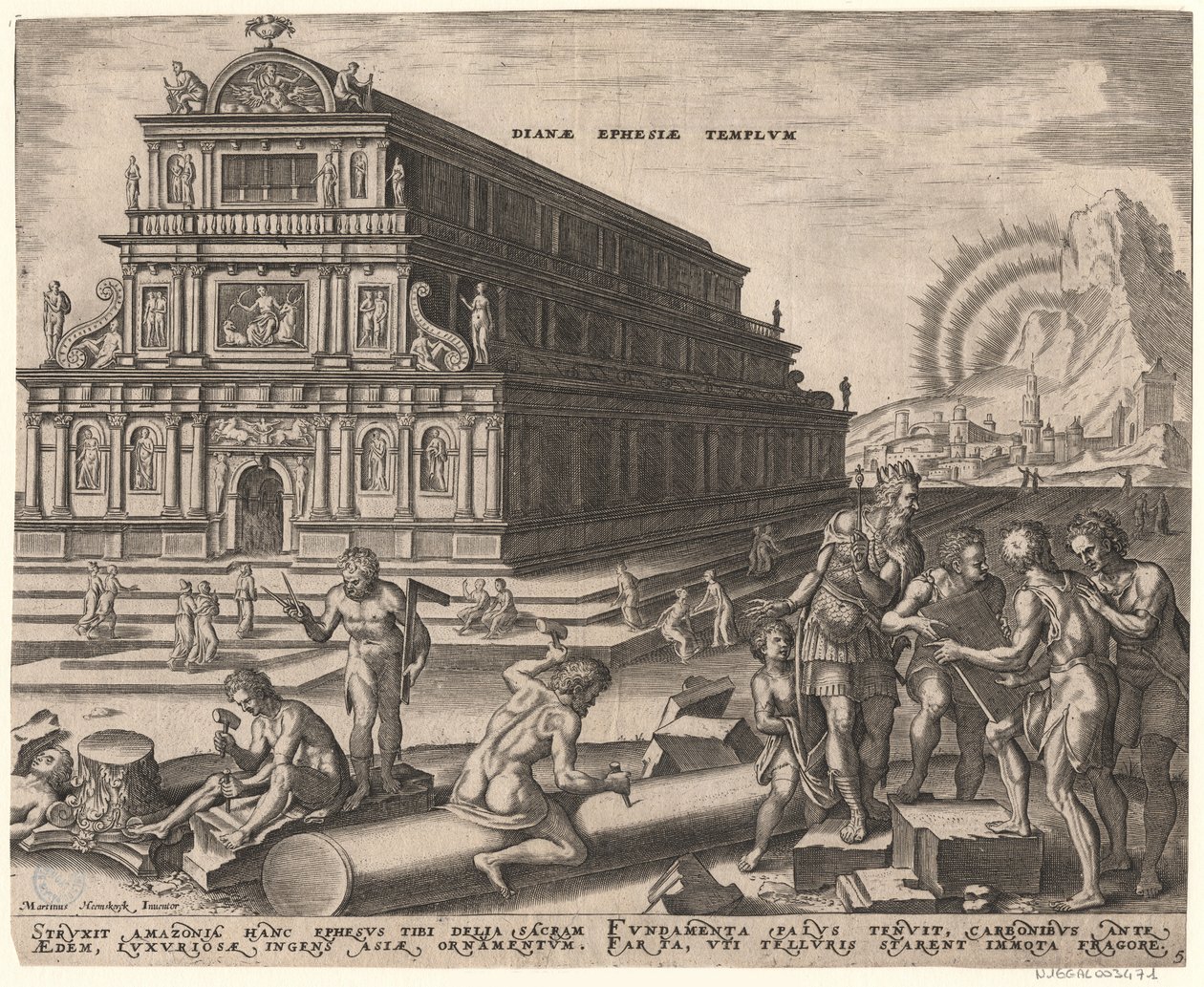 Świątynia Diany w Efezie z serii Ósme cuda świata według Maartena van Heemskercka, 1572 autorstwa Philipp Galle