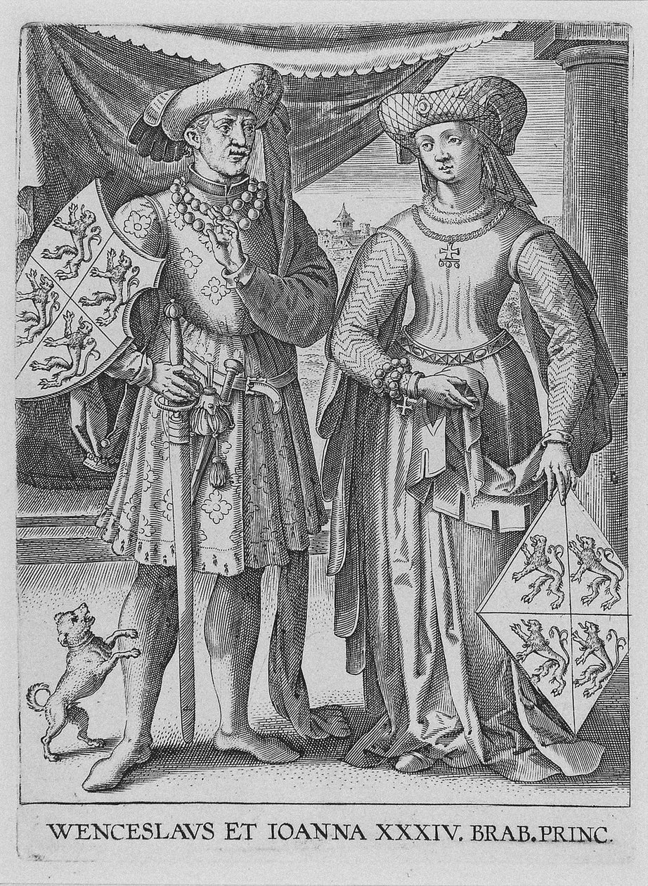 Wacław I, książę luksemburski i Joanna, księżna Brabancji, ca. 1600 autorstwa Philipp Galle