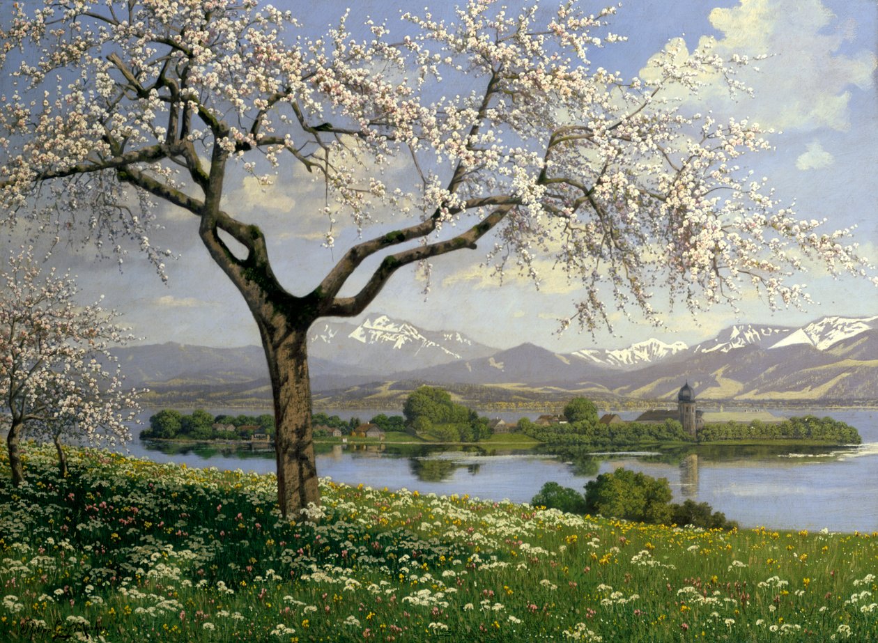 Bawarski krajobraz wiosną, Philipp Graf, XX w. autorstwa Philipp Graf