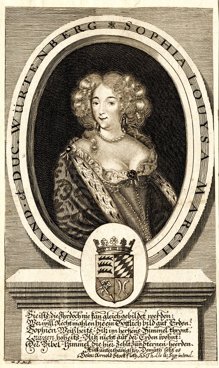 Portret Zofii Ludwiki Wirtembergii-Stuttgartu 1642-1702, Margrabina..., c. 1680. autorstwa Philipp Kilian