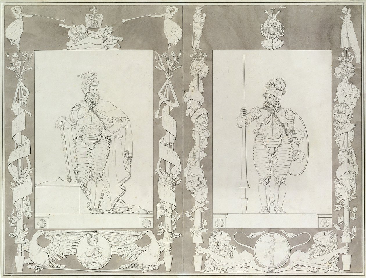 Karol Wielki (742-814) i Heymon, 1804-5 (pióro, tusz i farba na papierze) autorstwa Philipp Otto Runge