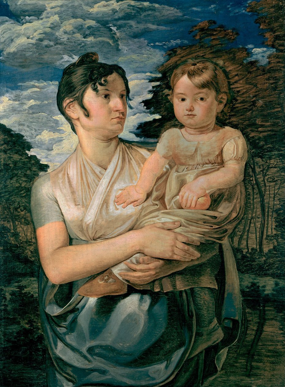 Pauline Runge z dwuletnim synem / Żona i syn artysty autorstwa Philipp Otto Runge