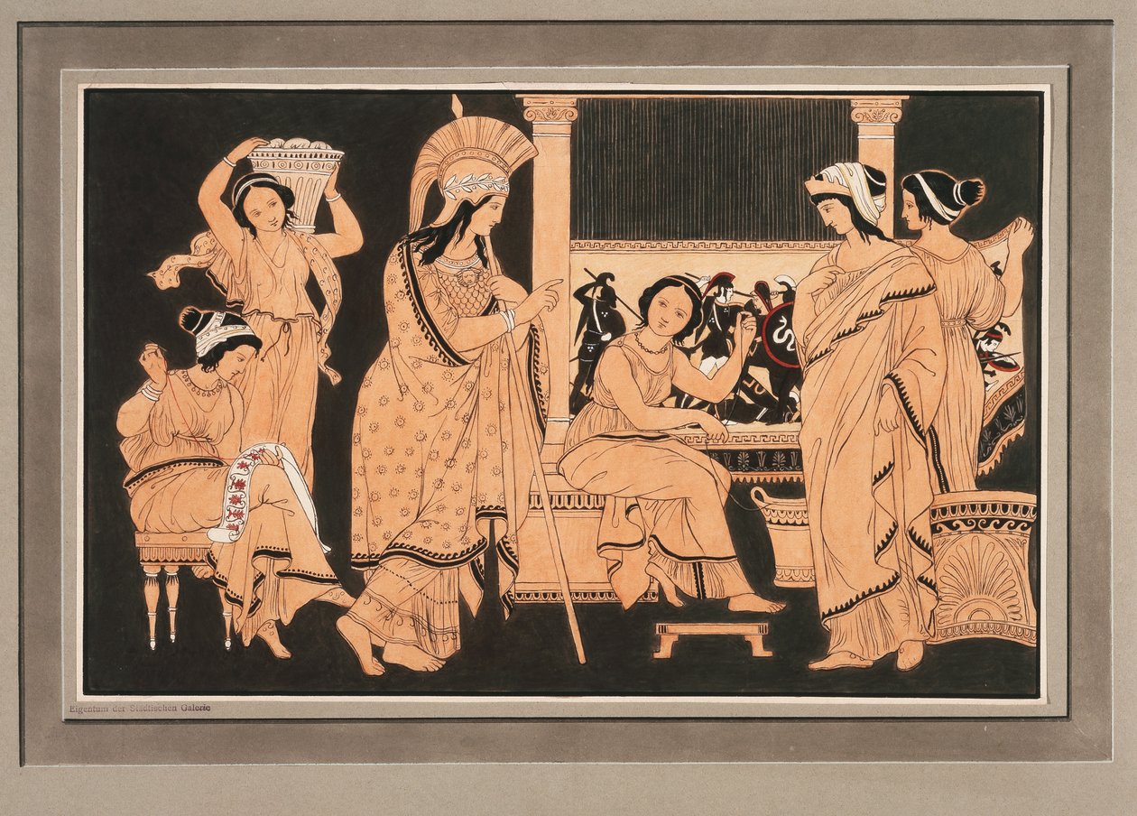 Athena bei der mit Webereien beschäftigten Penelope autorstwa Philipp Veit