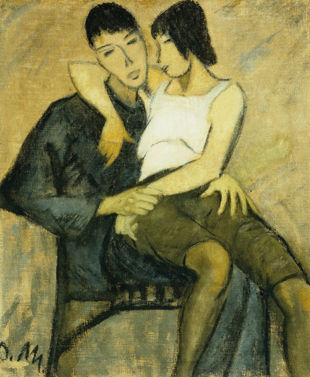 siedząca para; Siedząca para, ok. 1920 autorstwa Philipp Veit