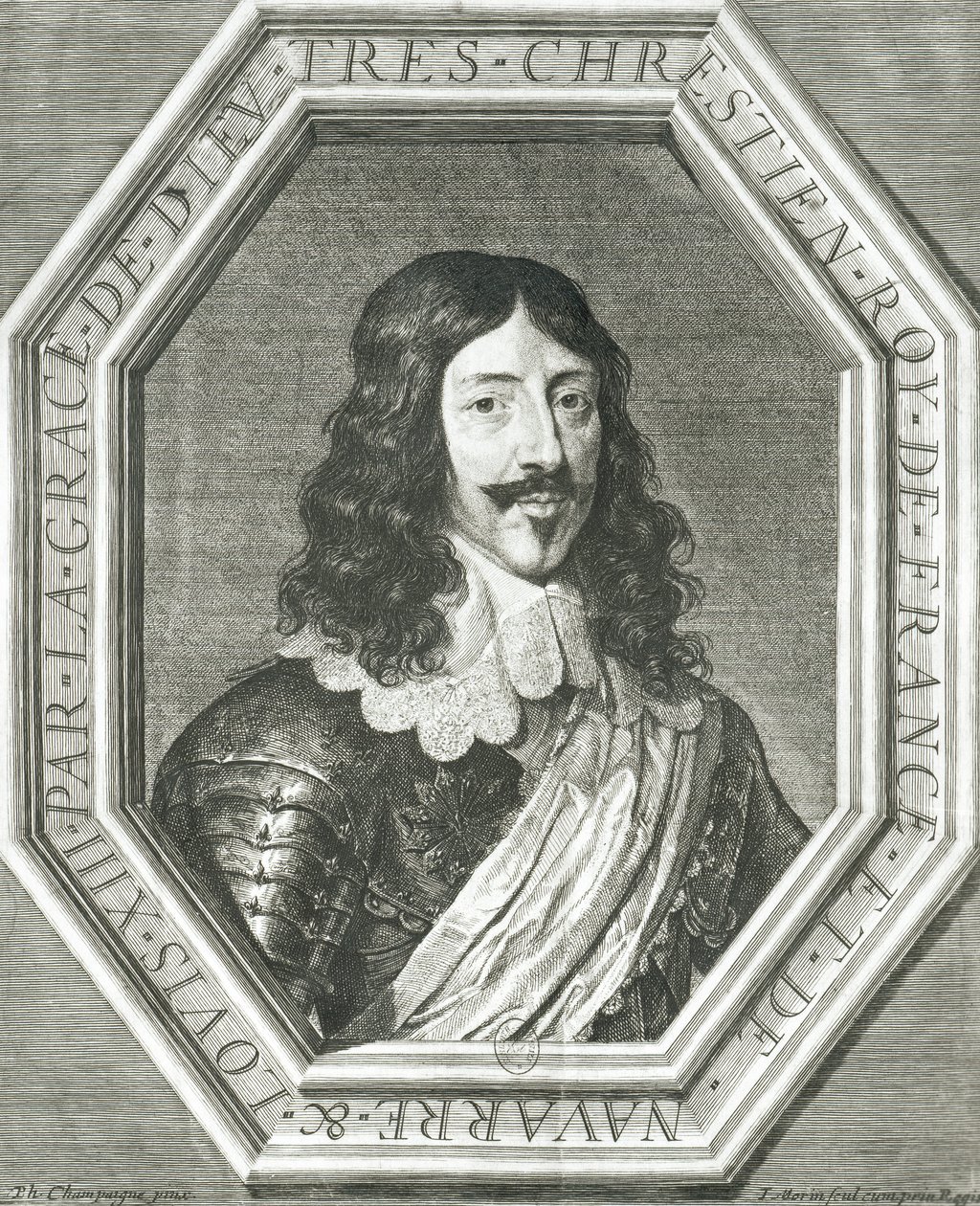 Portret Ludwika XIII (1601-43) grawerowanie przez Jean Morin autorstwa Philippe de Champaigne