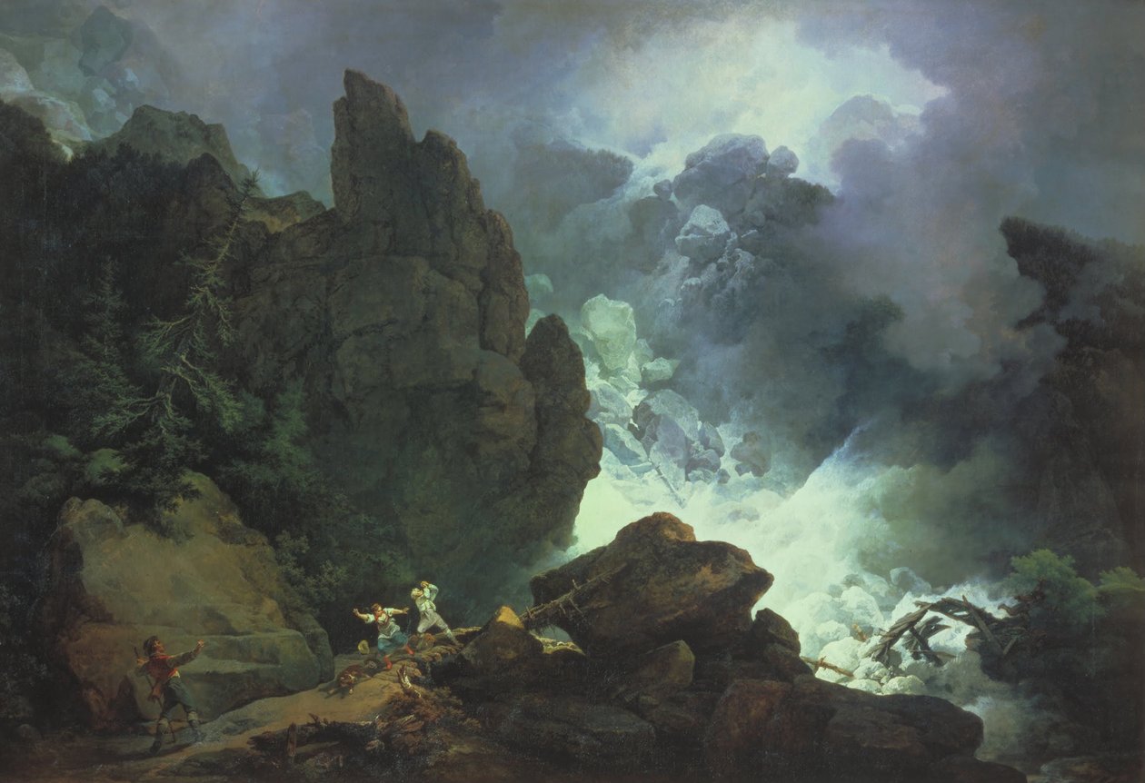 Lawina w Alpach autorstwa Philippe Jacques de Loutherbourg