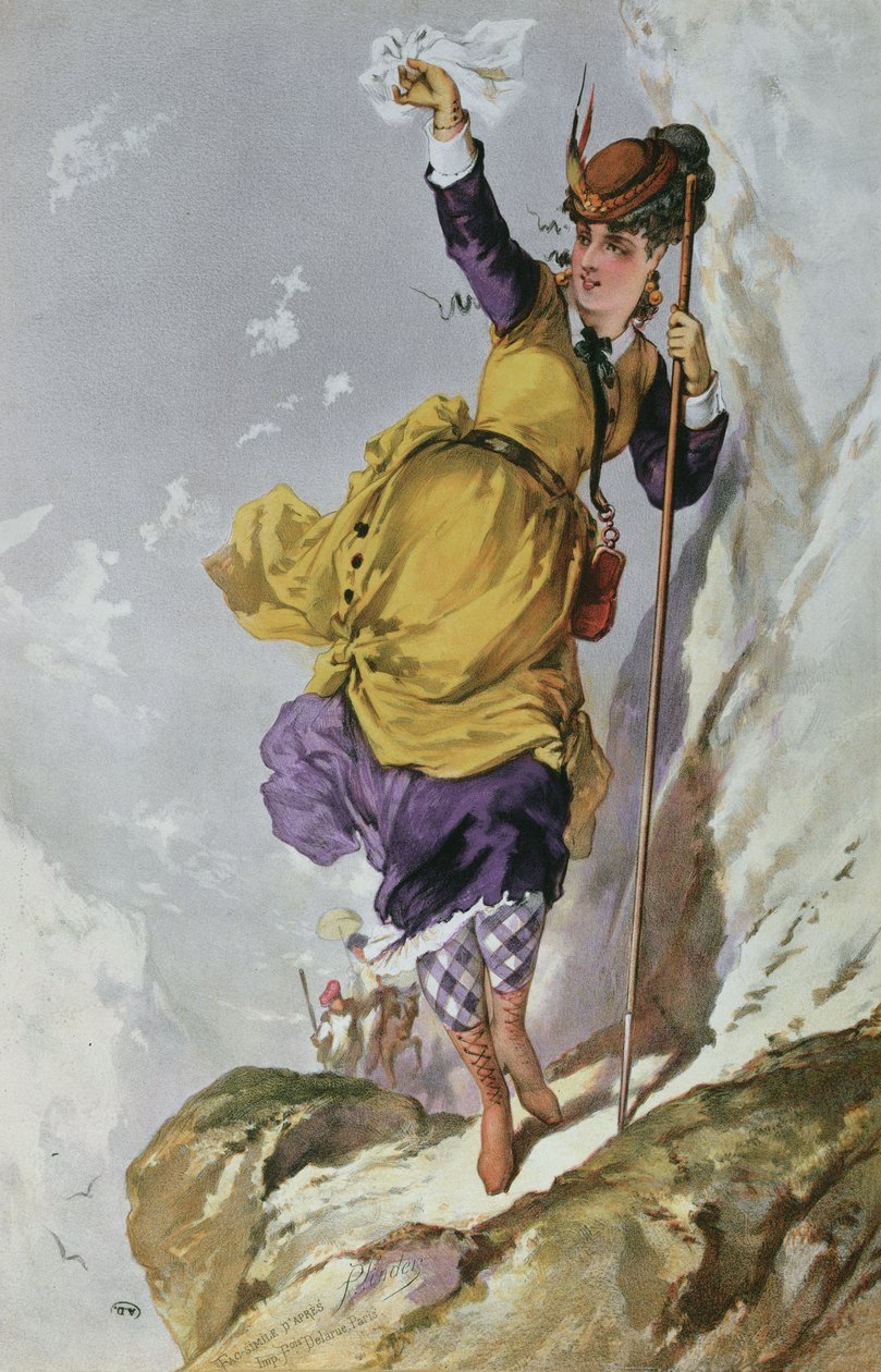 Kobieta wspinaczka górska, ok. 1860-70 autorstwa Philippe Jacques after Linder