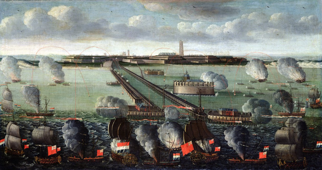 Bombardowanie Dunkierki, 11 sierpnia 1695, 1717-18 autorstwa Philippe Jonaert