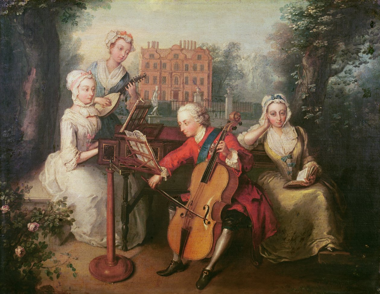 Fryderyk, książę Walii i jego siostry, 1733 autorstwa Philippe Mercier