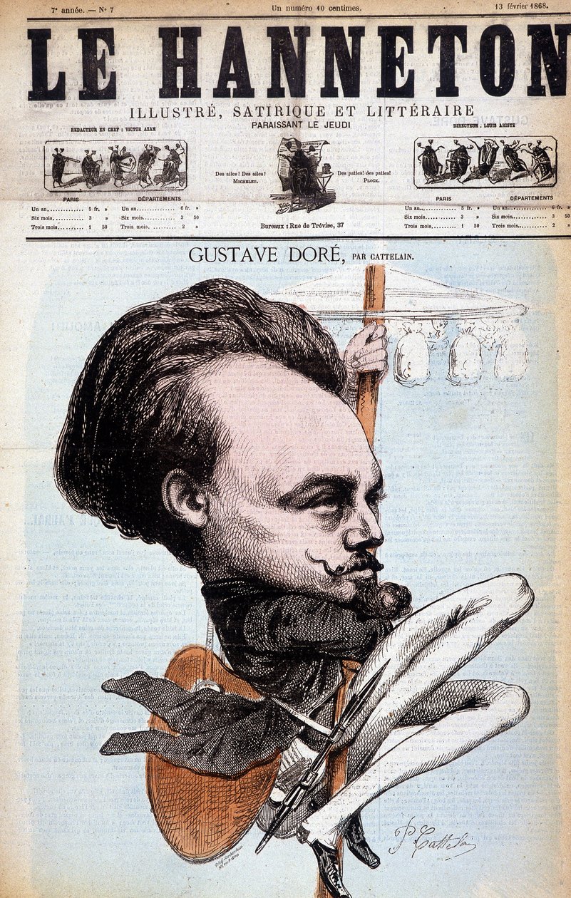 Gustave Doré. Francuski rysownik i malarz (1832-1883). Kreskówka Cattelaina. Hanneton 1868. autorstwa Philippe Auguste Cattelain