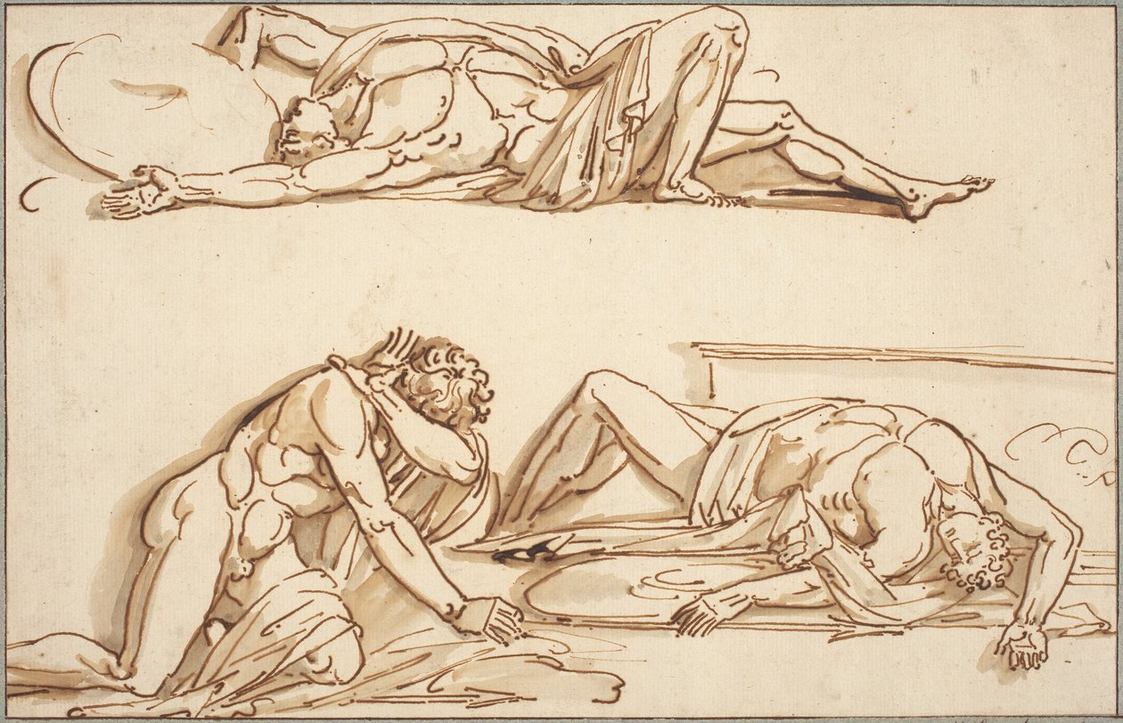 Achillesa i Patroklusa autorstwa Philippe Auguste Hennequin