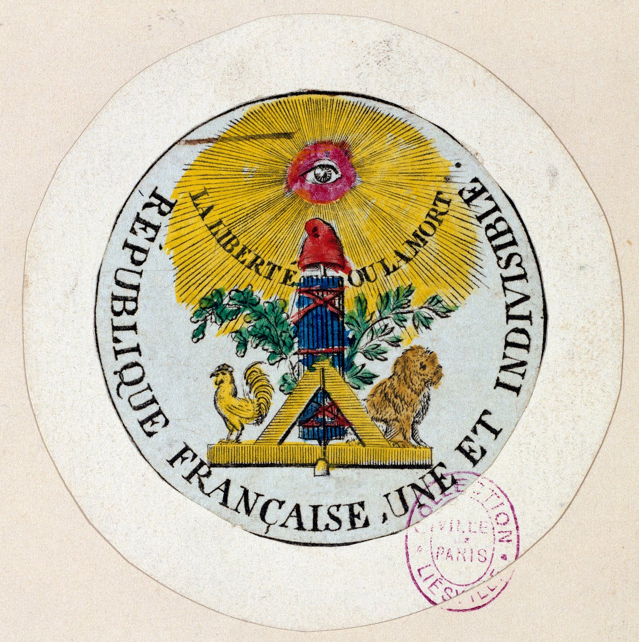Rewolucja Francuska: pieczęć zdobi symbole Republiki i wolnego przemysłu. Grawerowanie: Philippe Auguste Hennequin (1762-1833) 1792 Paryż. Muzeum Karnawału autorstwa Philippe Auguste Hennequin