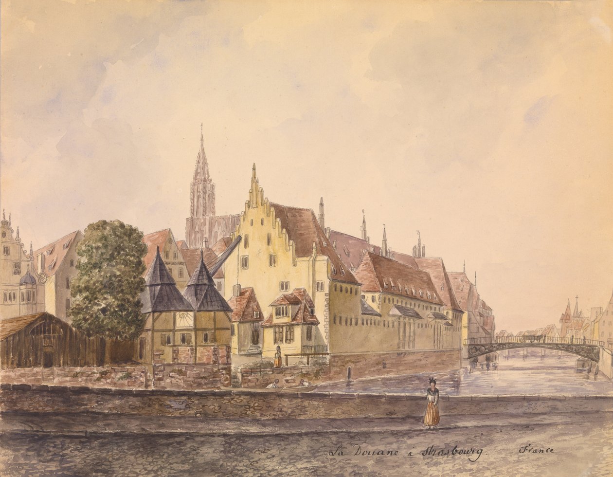Dunaj w Strasburgu (akwarela na papierze) autorstwa Philippe Auguste de Peellaert