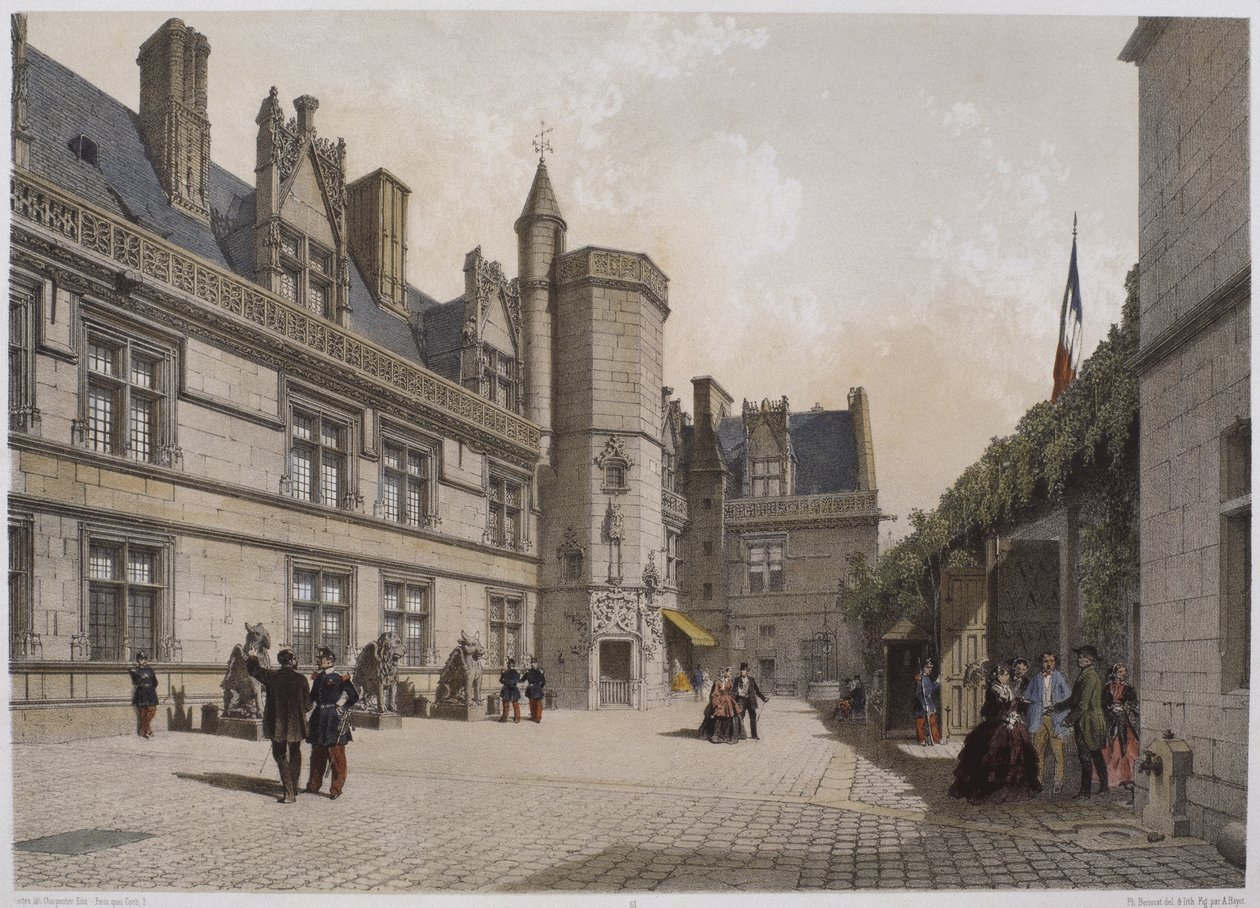 Hotel i muzeum Cluny, Paryż, ilustracja z „Paryża w jego blasku”, wyd. Henri Charpentier, 1861 autorstwa Philippe Benoist