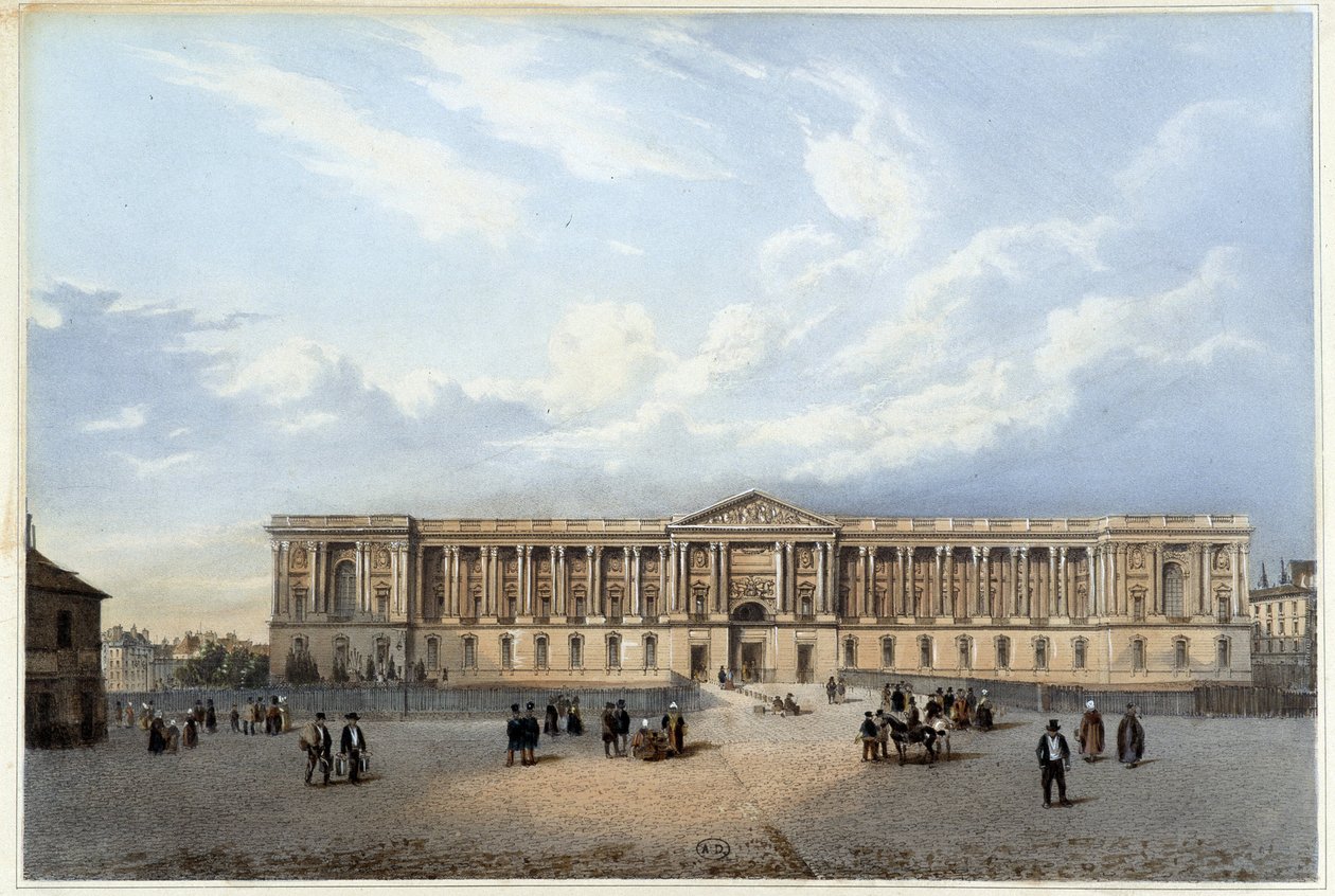 Kolumnada Luwru - w "Promenadzie w Paryżu i okolicach", projekt Jacottet i Benoist, ok. 1840 r. autorstwa Philippe Benoist