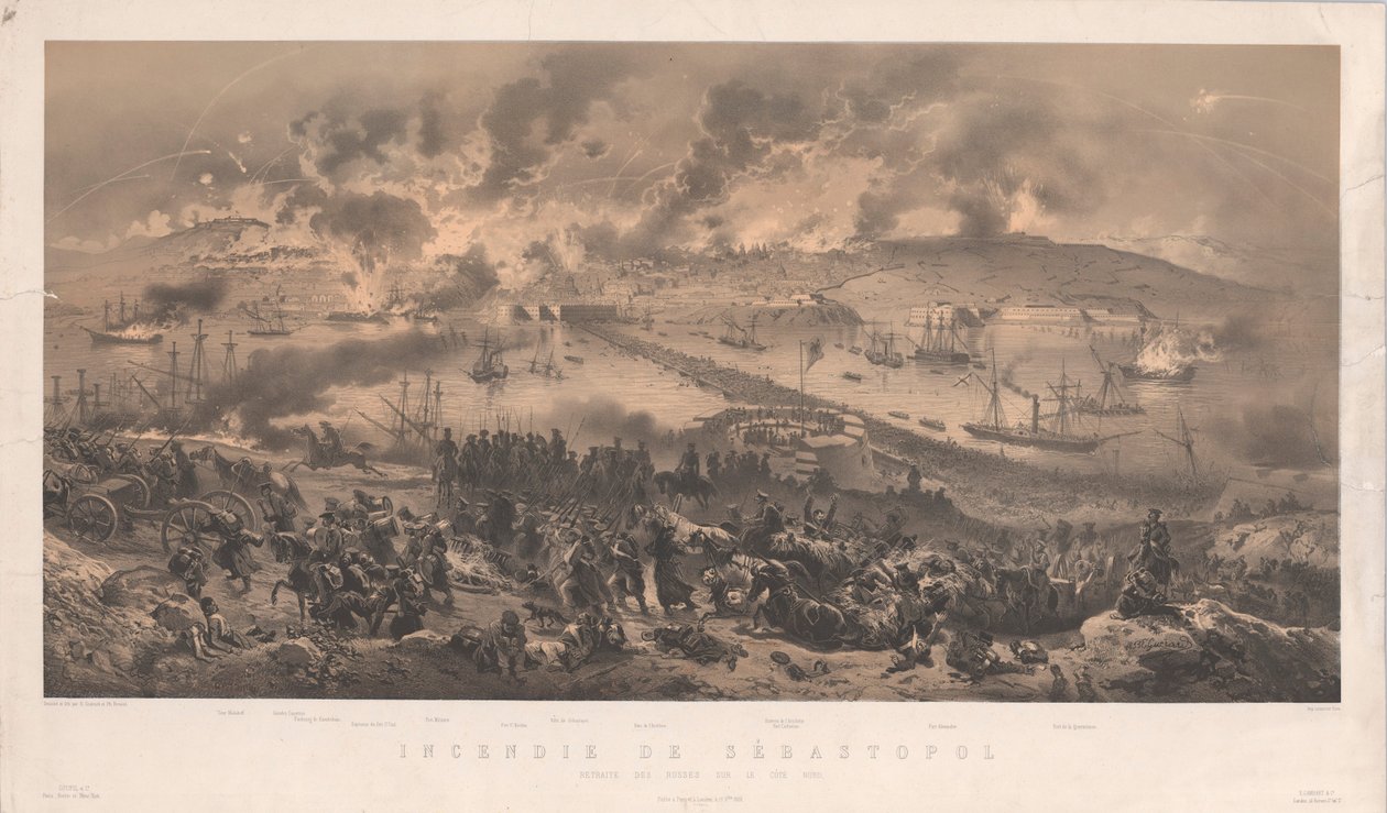Ogień Sewastopola. Odwrót Rosjan na Wybrzeżu Północnym, 1855. autorstwa Philippe Benoist