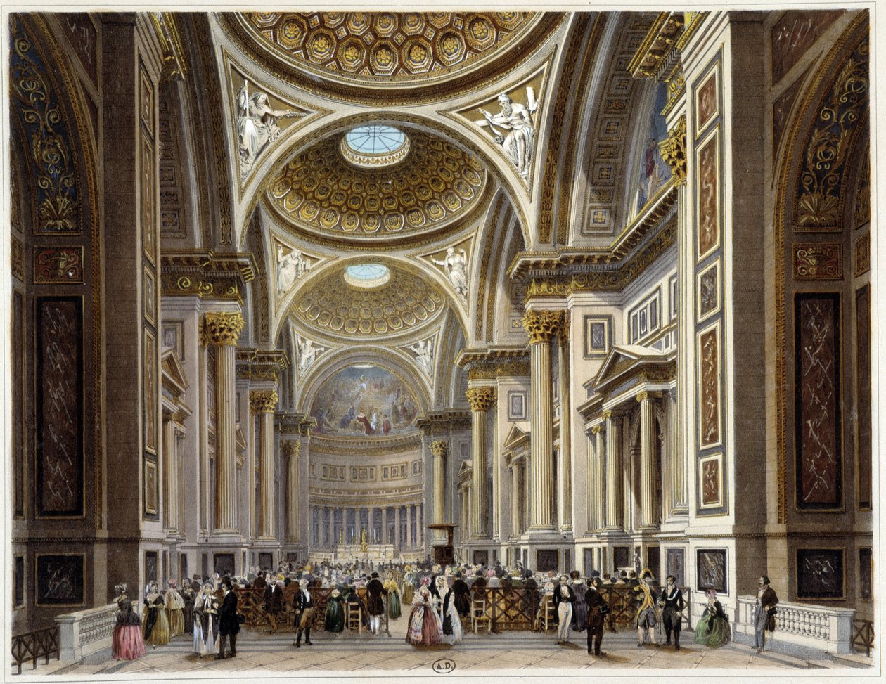 Wnętrze kościoła św. Magdaleny - w „”Promenade dans Paris et ses environs”, rys. Jacottet i Benoist, wyd. Gihaut Frères autorstwa Philippe Benoist