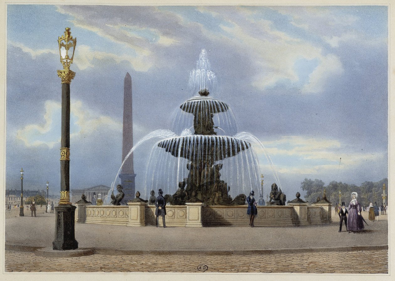 Place de la Concorde - w „Spaceru po Paryżu i jego okolicach”, zaprojektowanym przez Jacotteta i Benoista, ok. 1930 r. 1840 autorstwa Philippe Benoist