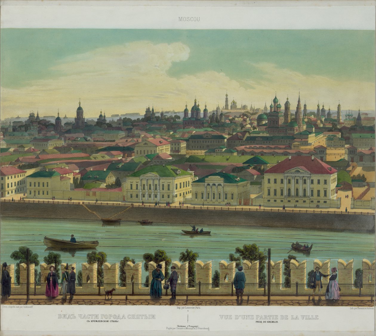 Widok Zamoskworieczje z muru Kremla z panoramy Moskwy w 10 częściach, ok. 1848 autorstwa Philippe Benoist