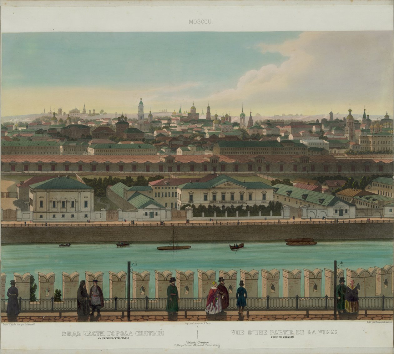 Widok Zamoskworieczje z muru Kremla z panoramy Moskwy w 10 częściach, ok. 1848 autorstwa Philippe Benoist