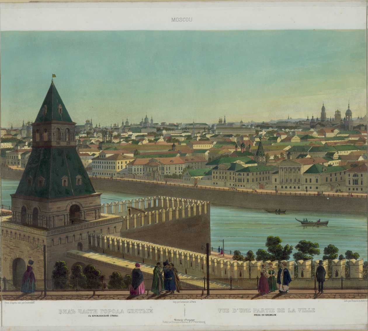 Widok Zamoskworieczje z muru Kremla z panoramy Moskwy w 10 częściach, ok. 1848 autorstwa Philippe Benoist