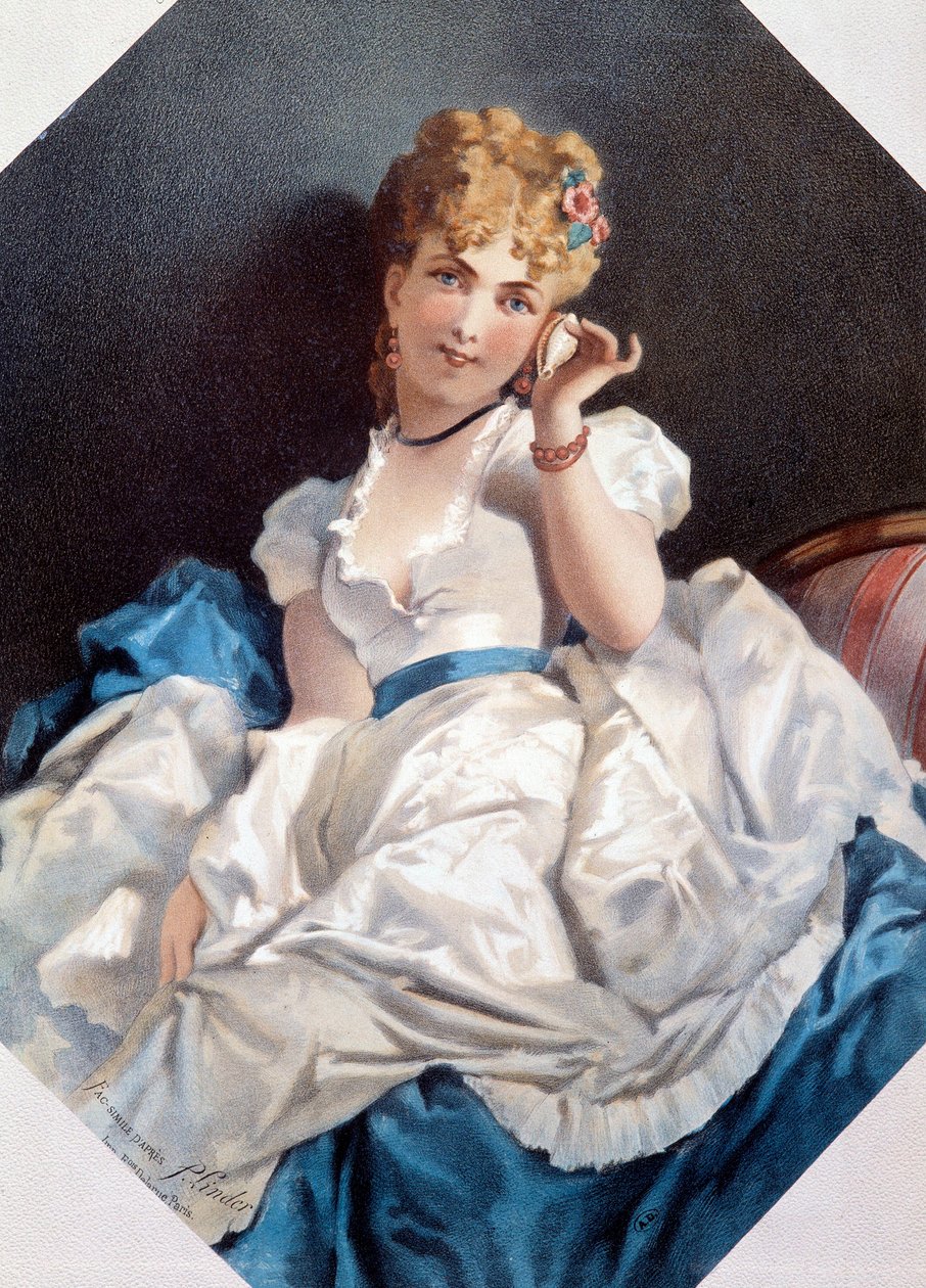 Litografia „Kobieta w muszli” Philippe Jacques Linder (1835-?). Prywatna kolekcja z XIX wieku autorstwa Philippe Jacques Linder