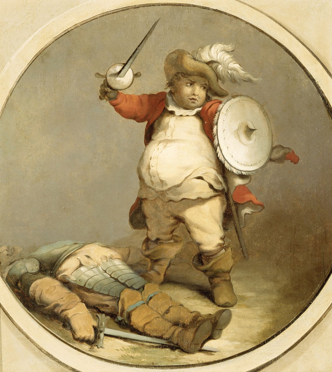 Falstaff z ciałem Hotspur, ok. 1786 (olej na papierze) autorstwa Philippe Jacques de Loutherbourg