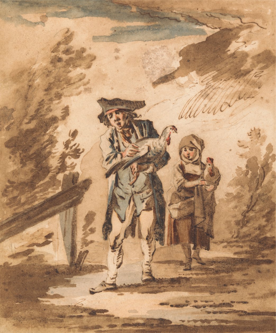 Wieśniacy z drobiem wracającym z targu autorstwa Philippe Jacques de Loutherbourg